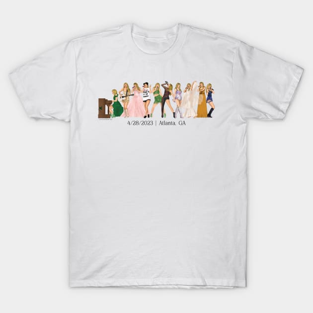 4/28 Atlanta Iconic Outfits Eras Lineup T-Shirt by LoveAndLiberate